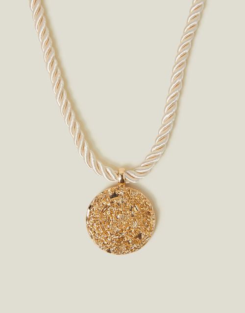 Coin Pendant Cord Necklace Gold