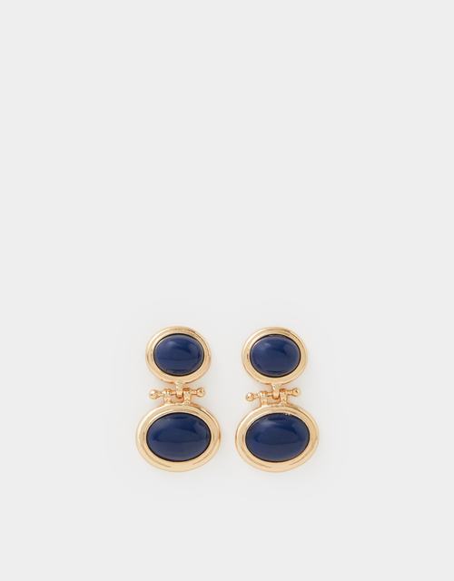 Oval Stone Drop Earrings
