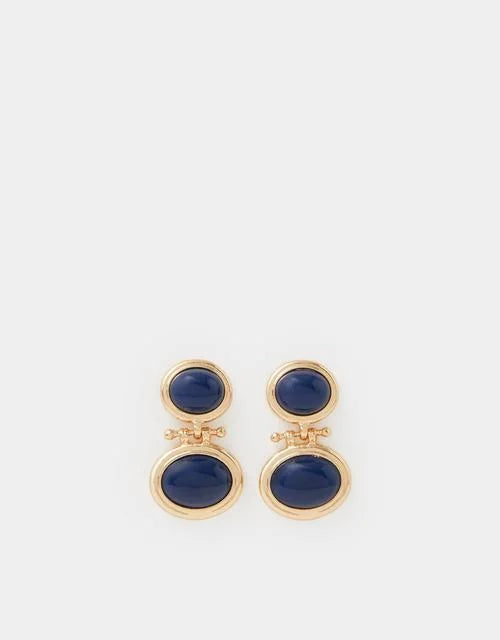 Oval Stone Drop Earrings