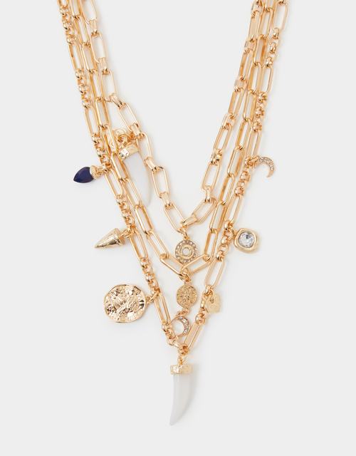 Layered Charm Paper Clip Necklace