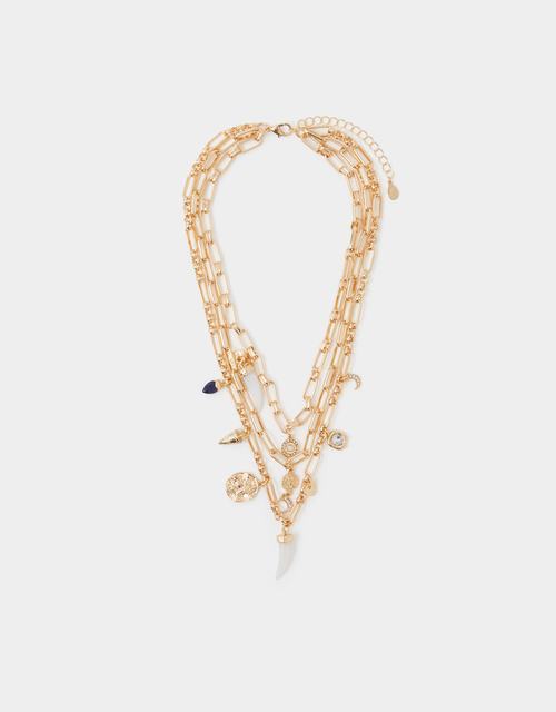 Layered Charm Paper Clip Necklace