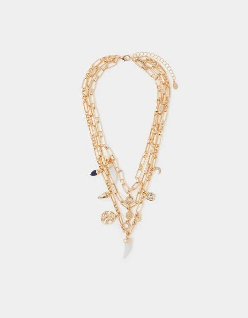 Layered Charm Paper Clip Necklace