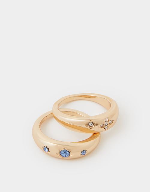 2-Pack Celestial Gem Rings Gold