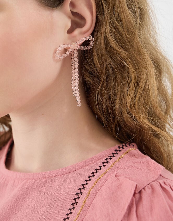 PINK SPARKLE BOW BEAD DRO