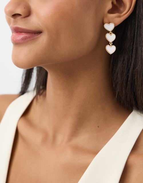 Triple Heart Drop Earrings