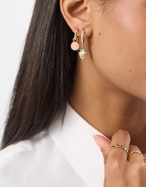 3-Pack Cherry Pearl Hoop Earrings