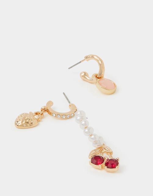 3-Pack Cherry Pearl Hoop Earrings