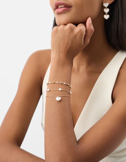 3-Pack Pearl Heart Bracelets