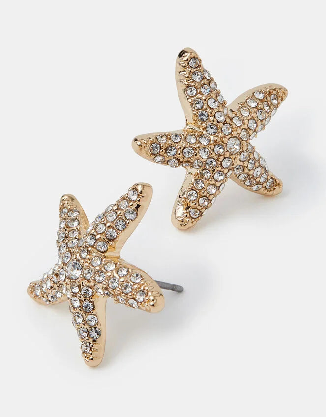 Diamanté Starfish Stud Earrings
