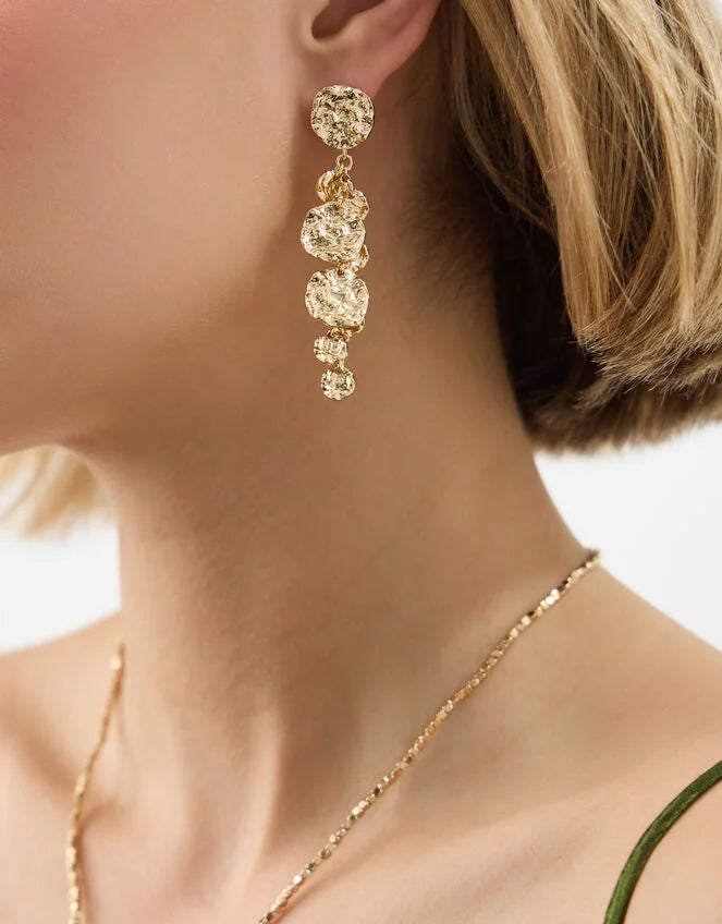 Molten Coin Drop Earrings