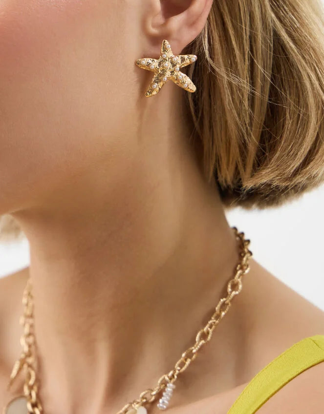 Pearl Starfish Stud Earrings