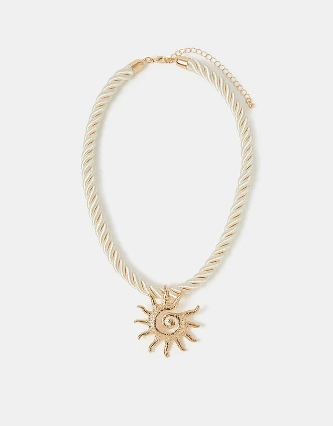 Sun Pendant Twisted Cord Necklace