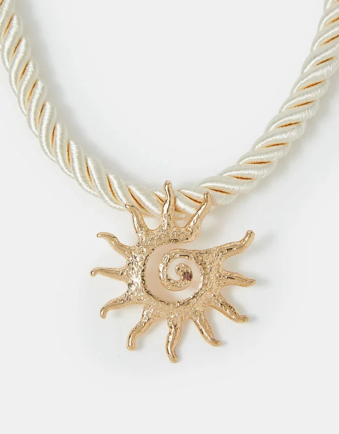 Sun Pendant Twisted Cord Necklace