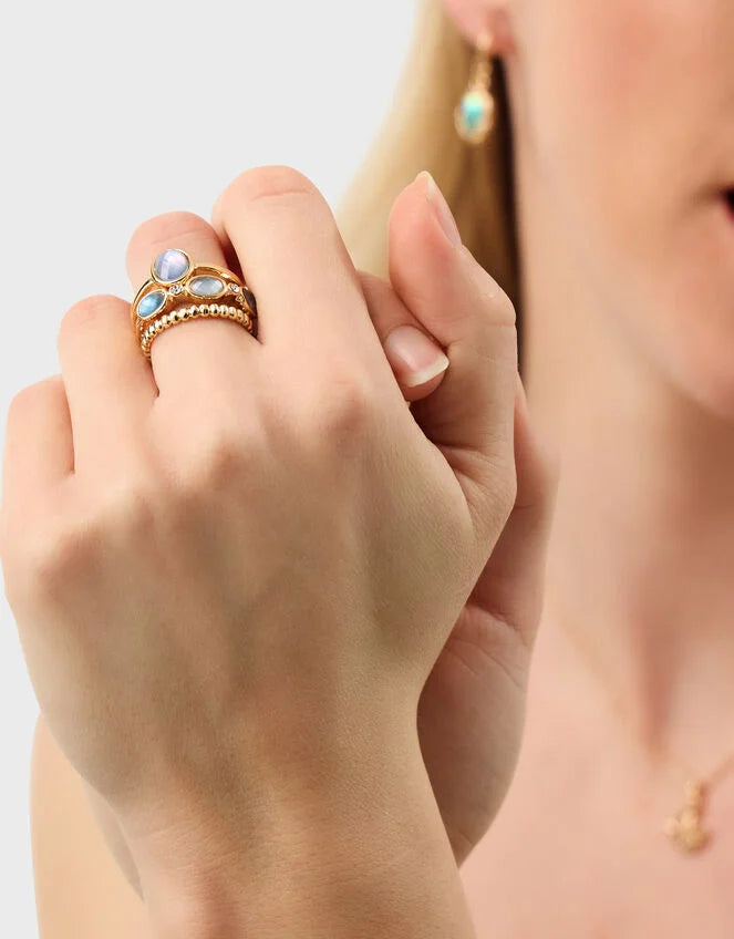 3-Pack Stone Rings Gold