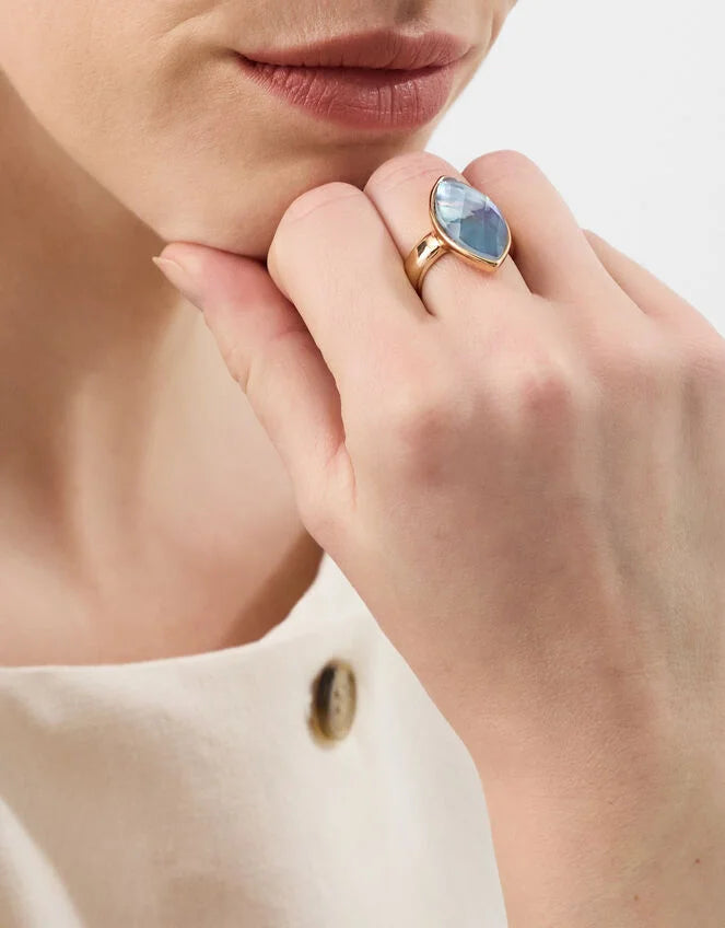 Statement Resin Gemstone Ring Blue