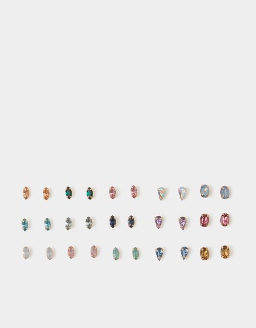 15-Pack Gemstone Marquise Stud Earrings