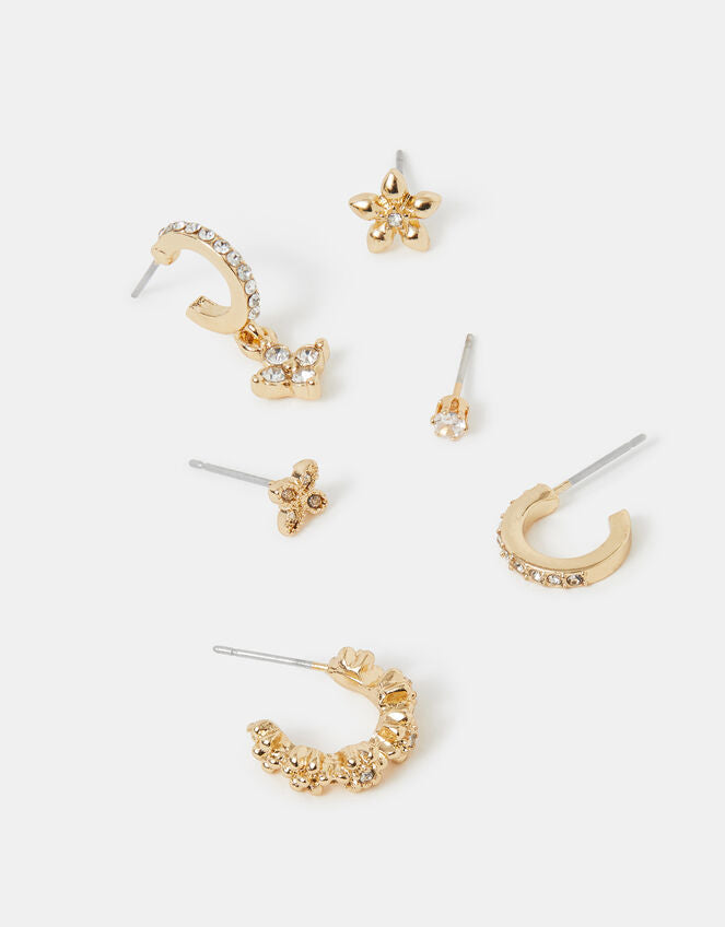12 X DIAMANTE FLOWER EAR