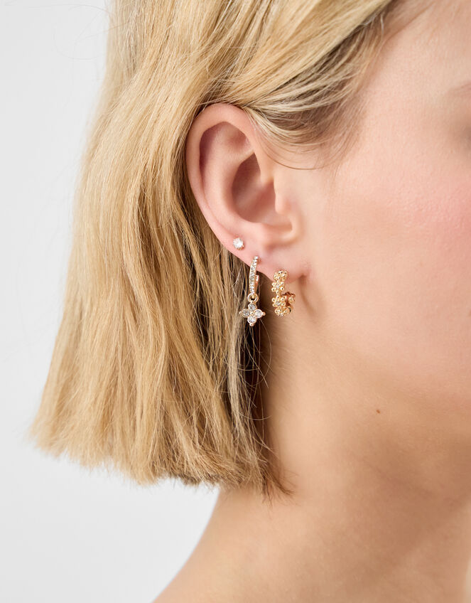 12 X DIAMANTE FLOWER EAR