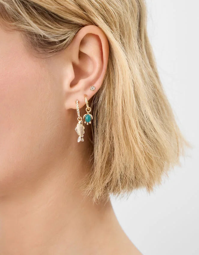 5-Pack Fish Stud & Hoop Earrings