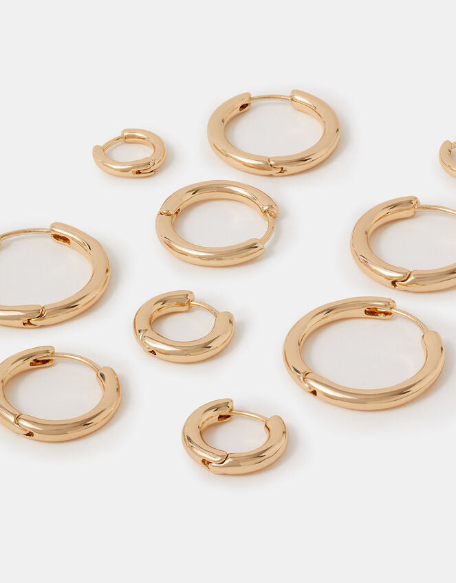 10 X HOOP EAR STACK - GOLD