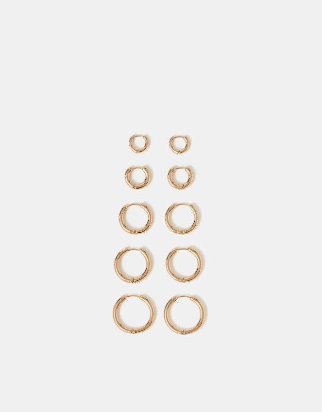 10 X HOOP EAR STACK - GOLD