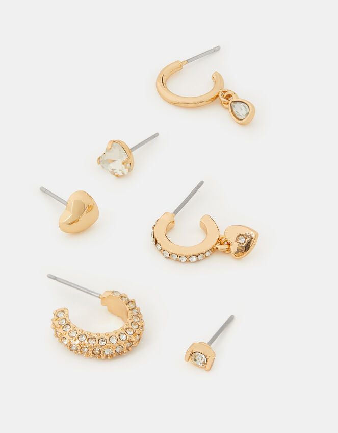 10 X PAVE HEART EAR STACK