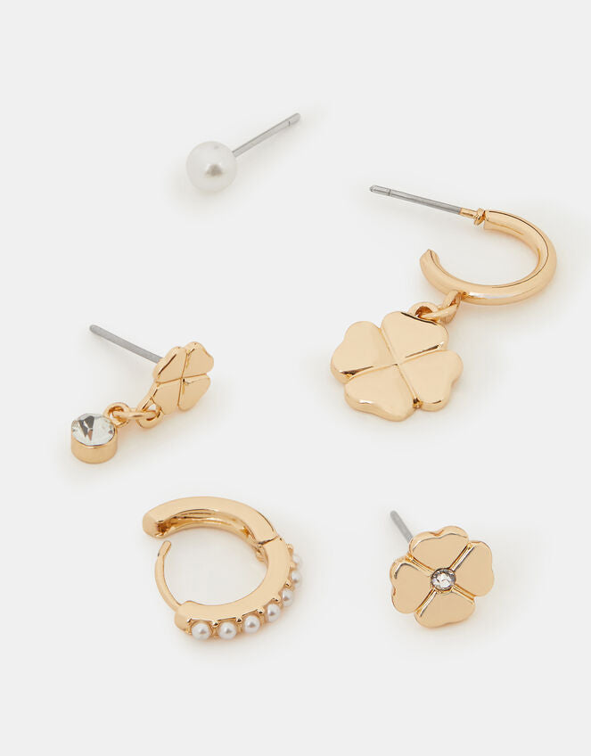 10 X GOLD CLOVER EAR STACK