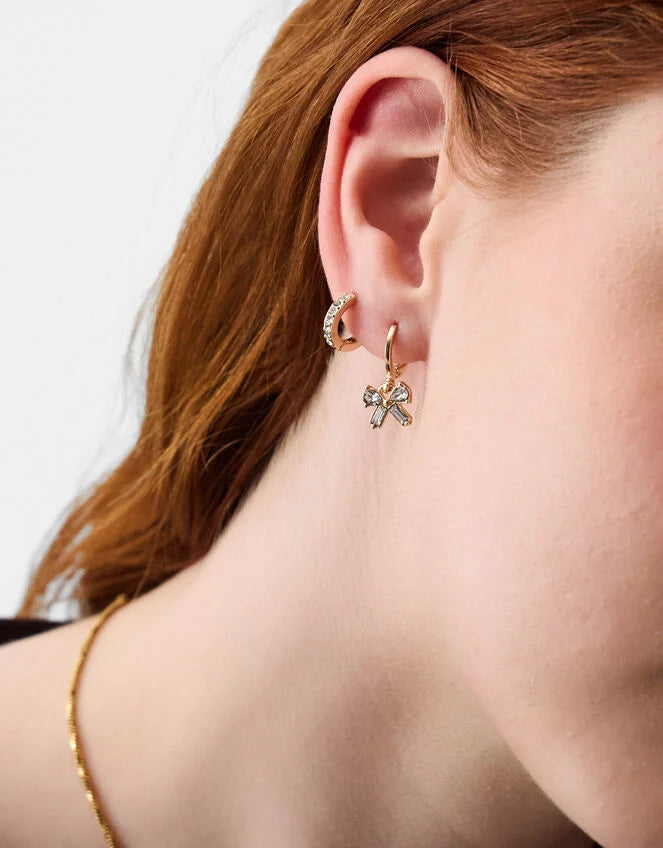 10 SPARKLE BOW EAR STACK