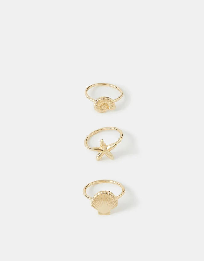 3-Pack Ocean Rings Gold
