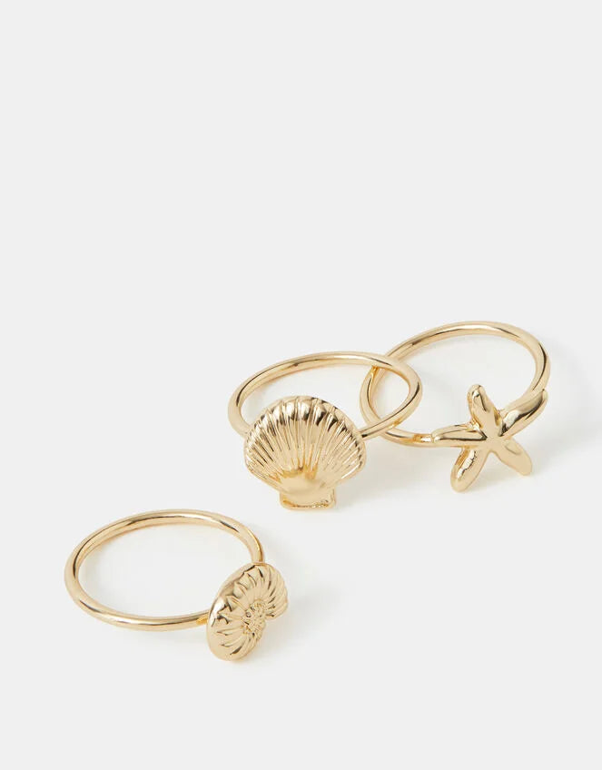 3-Pack Ocean Rings Gold