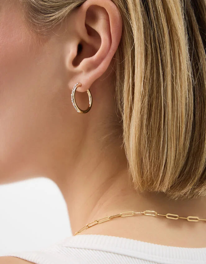 3-Pack Diamante Hoop Earrings
