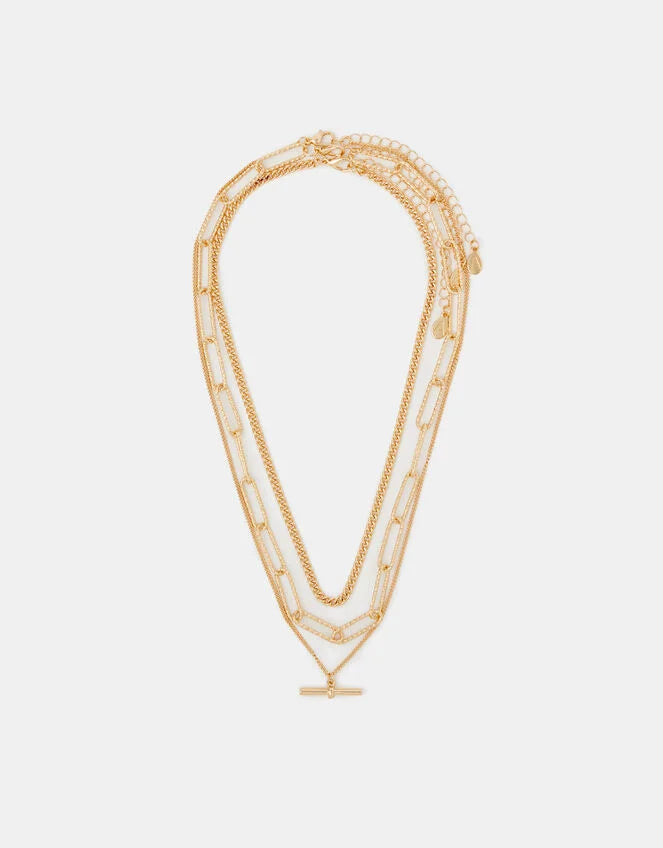 3-Pack T-Bar Pendant Chain Necklaces