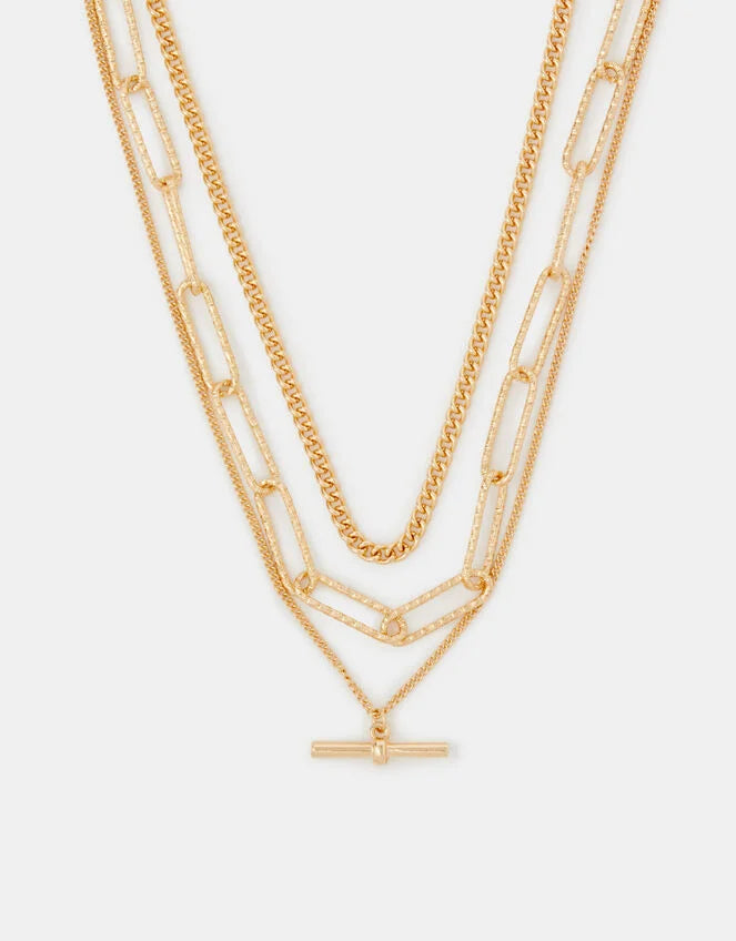 3-Pack T-Bar Pendant Chain Necklaces