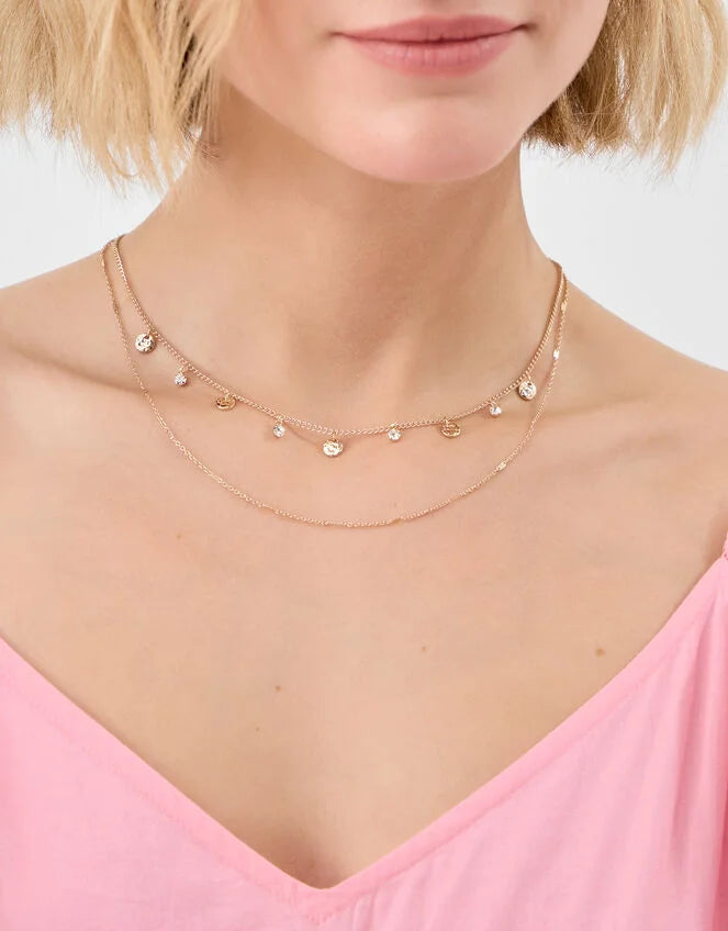 Textured Disc Layered Necklace