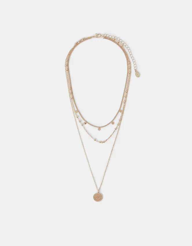 Filigree Coin Pendant Layered Necklace