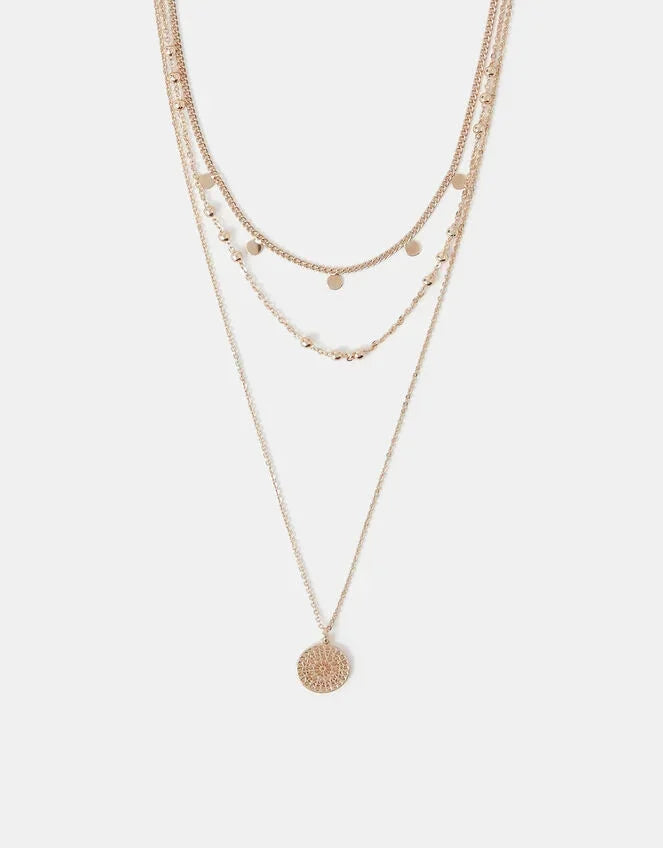 Filigree Coin Pendant Layered Necklace