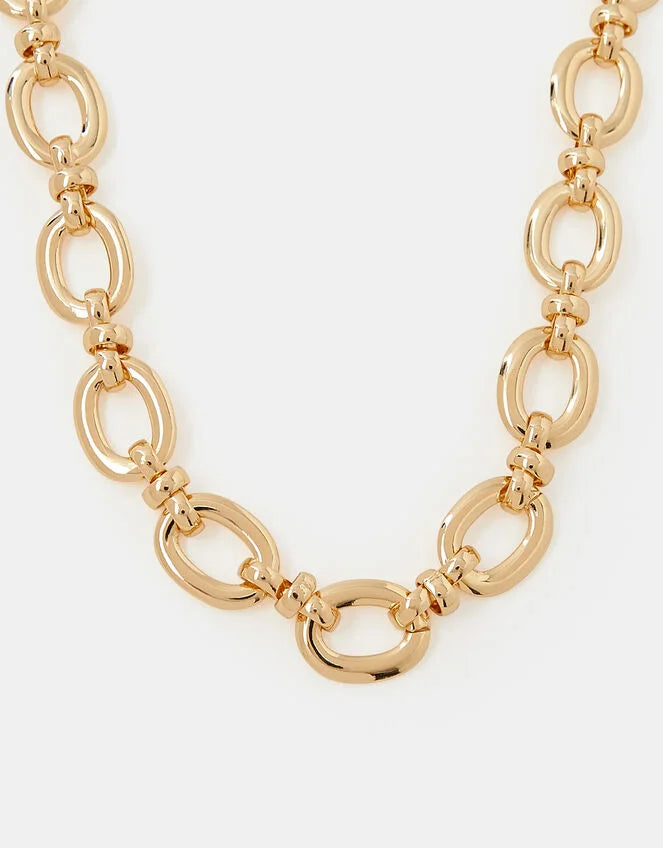 Chunky Oval Link Chain Necklace Gold