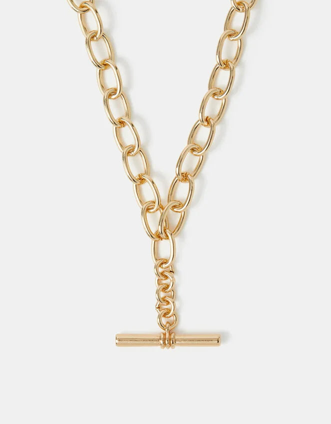 T-Bar Link Chain Necklace Gold