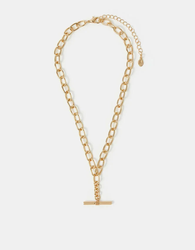 T-Bar Link Chain Necklace Gold