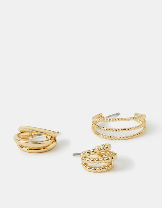 3-Pack Triple Layered Hoop Earrings