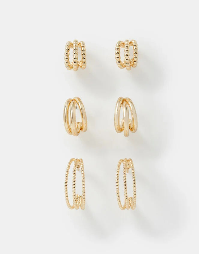 3-Pack Triple Layered Hoop Earrings