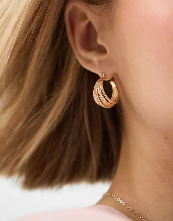 Multi Strand Hoop Earrings Gold