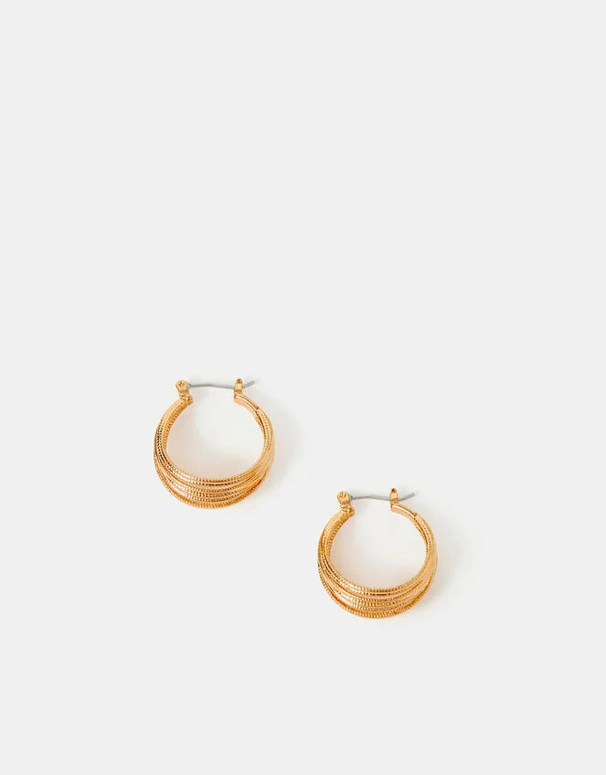 Multi Strand Hoop Earrings Gold