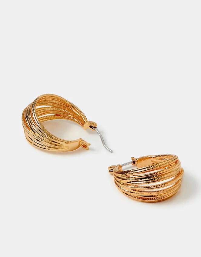 Multi Strand Hoop Earrings Gold