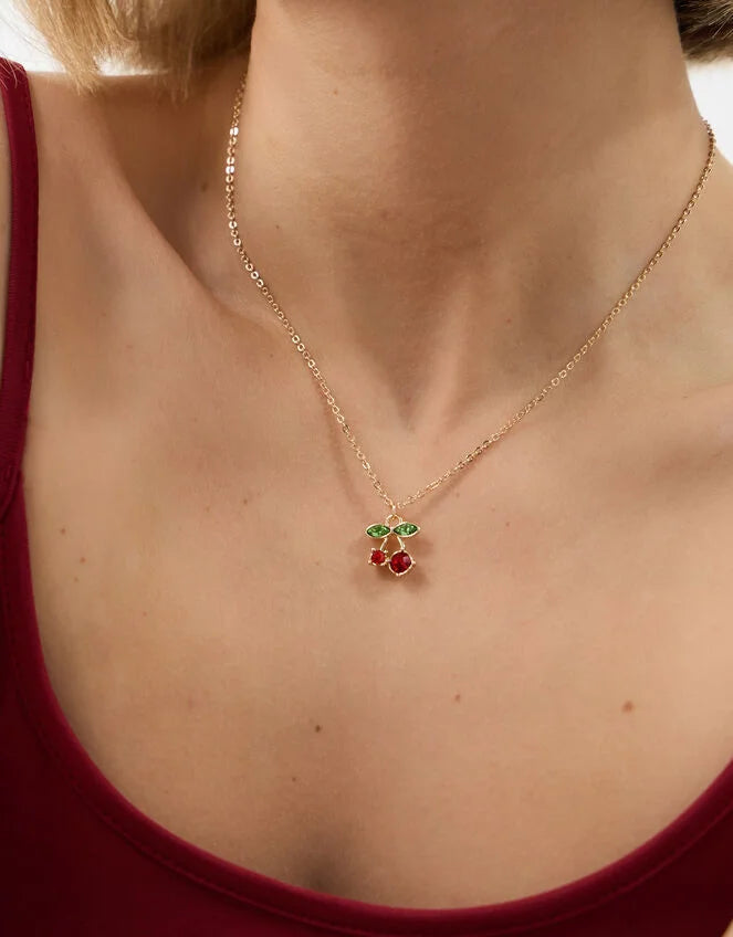 Gem Cherry Pendant Necklace