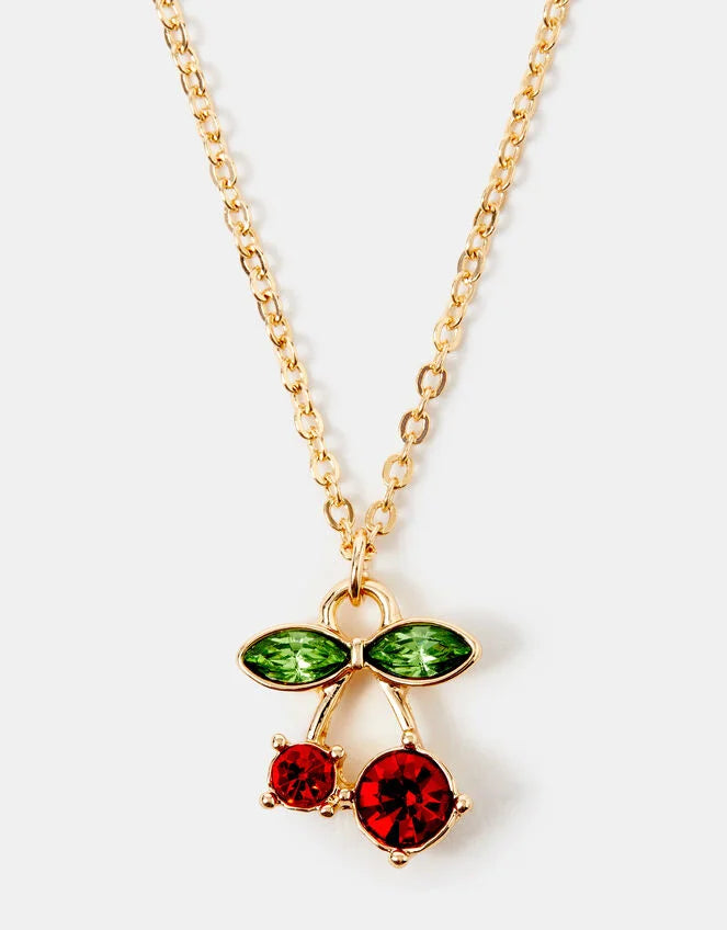 Gem Cherry Pendant Necklace