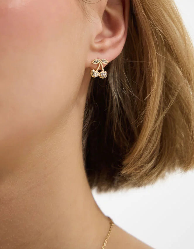 Diamante Cherry Stud Earrings