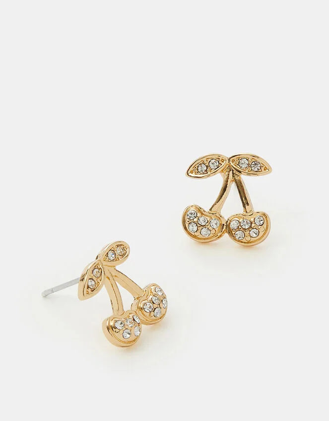 Diamante Cherry Stud Earrings