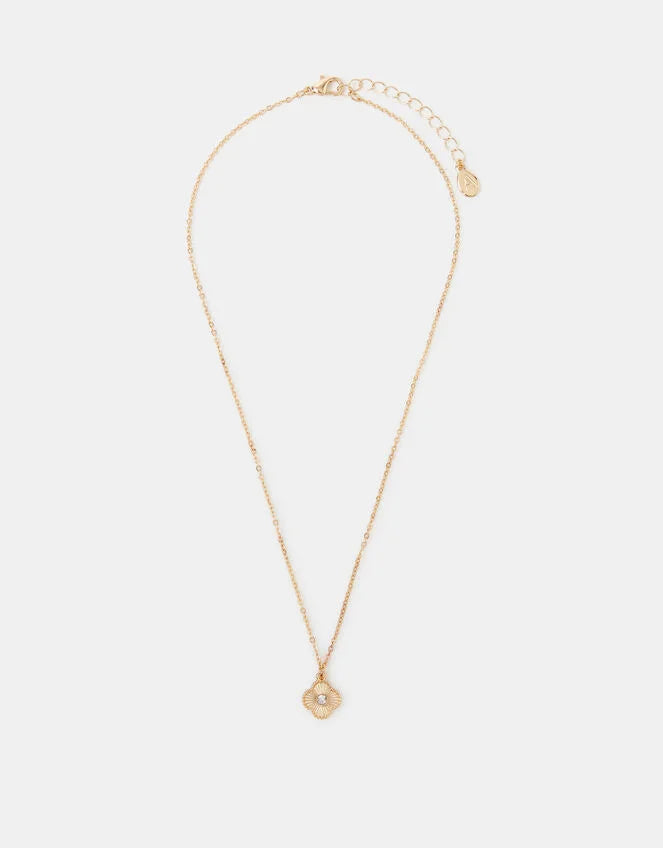 Diamante Clover Pendant Necklace