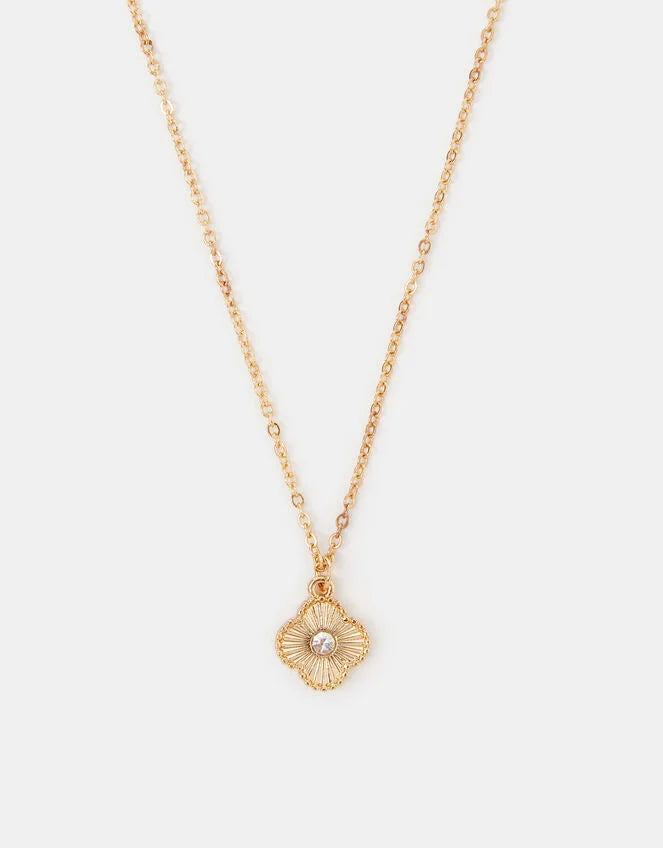 Diamante Clover Pendant Necklace